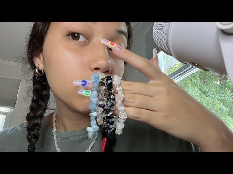 ASMR- fast and aggressive tapping on crystal jewelry