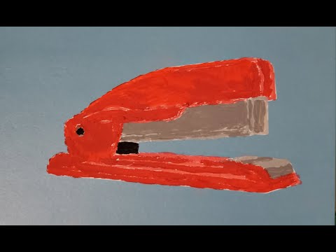 ASMR | Painting a Picture of a Stapler on a Postcard (Whisper)