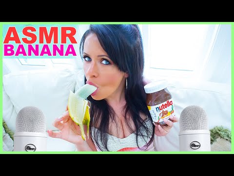 ASMR Eating Bananas and Nutella From a Jar Chewing Sounds