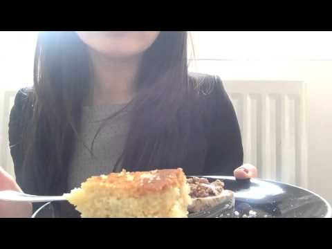 Eating Peanut Butter on Rice Cakes, Cake crust & Applying Lipstick ASMR