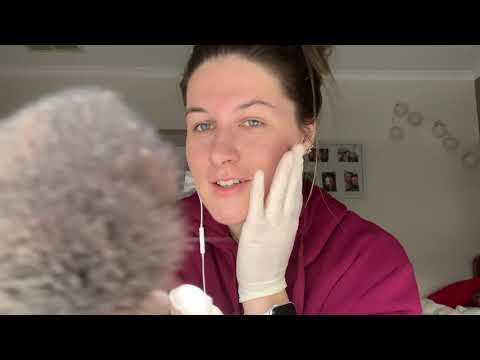ASMR - Personal Attention - Latex Gloves, Face Brushing, Tissues