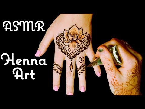 No Talking ASMR Intricate Henna Hand Tatoo Design! Light Crinkling