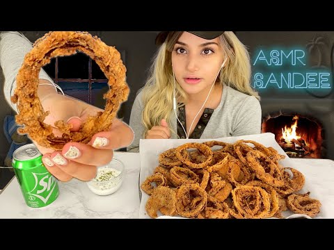 ASMR Extra Crispy Crunchy & Crumbly Onion Rings Mukbang | Cooking & Eating Sounds