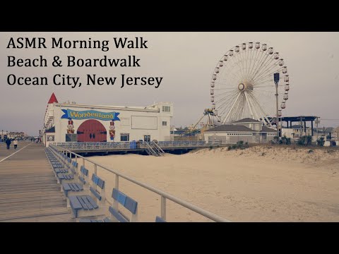ASMR Morning Walk on the Beach & Boardwalk at Ocean City, New Jersey