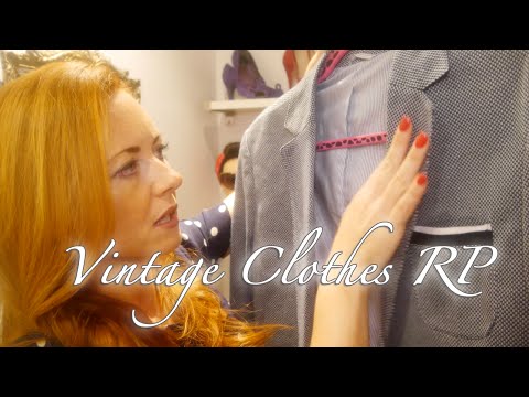 Binaural ASMR Pinup Store Role Play - Soft Singing & Fabric