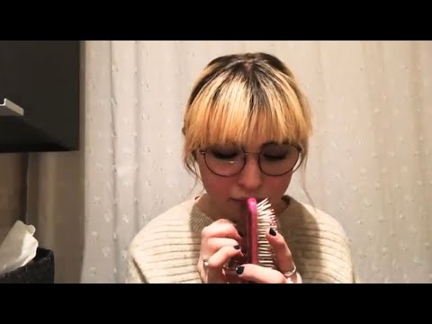 asmr- low mood whispered ramble, tapping & scratching on a hairbrush, WARNING: mention of self harm