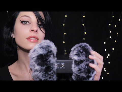 ASMR Close Clicky Whispers with Fluffy Mic (BINAURAL EAR TO EAR) (RELAXING)