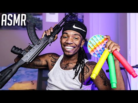 ASMR | ** MY GUN SOUNDS VS TRENDING TRIGGERS** For SLEEP And Relaxation Whispers , Tapping, Soothing