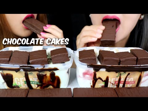 ASMR GELATO + CHOCOLATE CAKES (ICE CREAM TUBS) 리얼사운드 먹방 | Kim&Liz ASMR