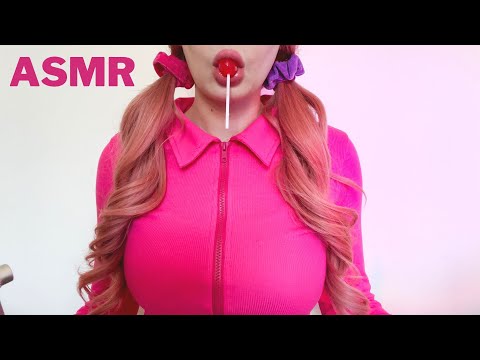 ASMR Lollipop Eating Sounds | red strawberry lollipop 🍓