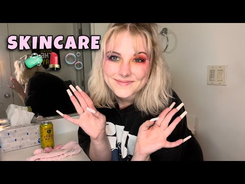 ASMR Doing my ENTIRE Skin and Hair Care Routine! Makeup Removing, Shower, Hair, Skin 🫧☁️