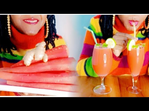 ASMR - CARROT 🥕 AND GINGER JUICE FOR GLOWING SKIN