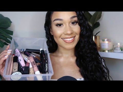 ASMR RELAXING MAKEUP ORGANIZATION| TAPPING, SWATCHING,TRACING & SOFT WHISPERS