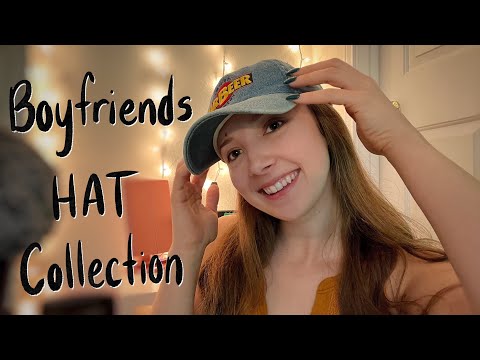 ASMR My Boyfriends HAT Collection (lots of tingly tapping, scratching, & whispering) ✨💜 PART 1