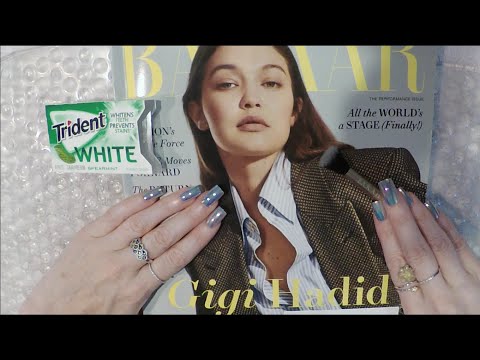 ASMR Gum Chewing Magazine Flip Through | Gigi Hadid | Tingly Whisper