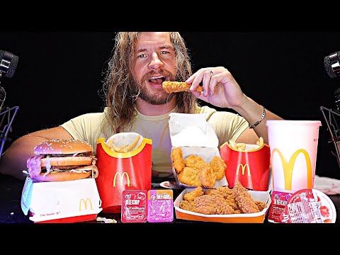 [ASMR] Eating Mc Donald's Chicken & Burger Feast