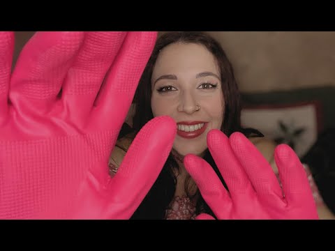 ASMR 🩷 Hand movements with pink gloves 🩷 Soft spoken 🩷 Accent