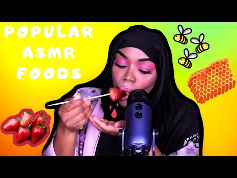 Most Popular Food For ASMR | HONEYCOMB, POPPING BOBA, MOCHI, CANDIED STRAWBERRIES, EATING SOUNDS