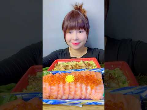 #shorts eating raw salmon sashimi #linhasmr #asmr #asmrcontent #asmreating #linhasmr