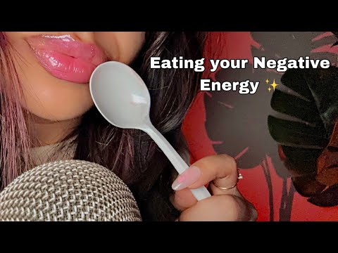 ASMR~ Eating Your Negative Energy ✨WET Mouth Sounds & Inaudible Whispers