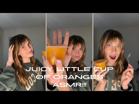 Juicy little cup of mandarin oranges ASMR!!