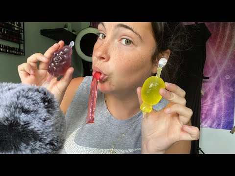 ASMR| TRYING FAMOUS TIK TOK CANDY | JELLY STRAWS POPPING FRUIT