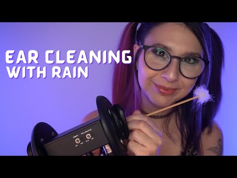 Delicate & Tingly Inner Ear Cleaning ASMR (with rain sounds)