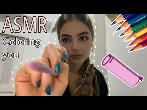 ASMR// doing your makeup with color pencils in Spanish