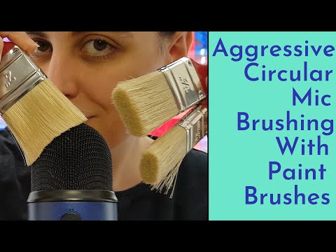 ASMR Aggressive & Fast Circular Mic Brushing With Stiff Bristle Paintbrushes -No Talking After Intro