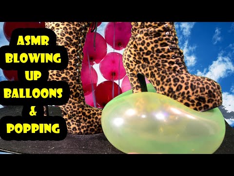 asmr balloon blowing and popping with leopard print boots