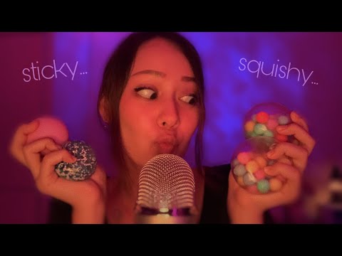 The MOST SATISFYING Sticky, Squishy Sounds ASMR ✨ Playing with Stress Balls 🍥