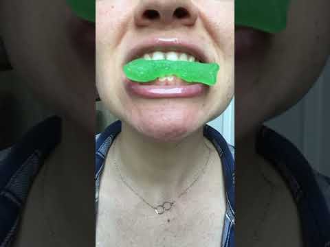 ASMR CANDY green Swedish fish CRUSH chew teeth satisfying mouth sounds #shorts