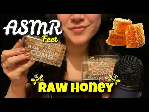 RAW HONEY [ASMR] (Whispering) EATING RAW HONEY COMBS SUPER SWEET 꿀 | ASMR FEET