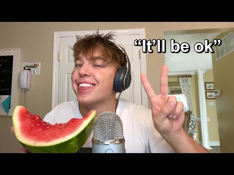 ASMR eating entire watermelon 🍉 + positive affirmations (mouth sounds and chewing)