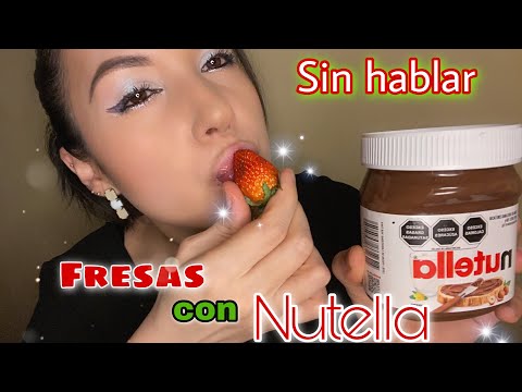 ASMR Comiendo Fresas con Nutella SIN HABLAR | Eating Strawberries with Nutella NO TALKING | Mukbang