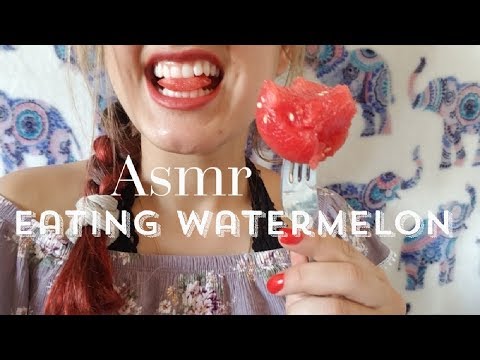 ASMR Eating a Bunch of Watermelon/Mouth sounds/Eating sounds/ Crunchy and Juicy ASMR/Ramble