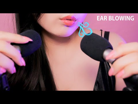 ASMR  Super close ear blowing ,Help With Anxiety Ear to Ear  50min