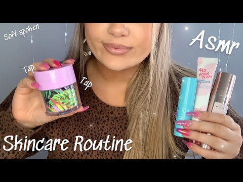 ASMR | Skincare Routine 💖 (tapping, scratching, long nails) soft spoken