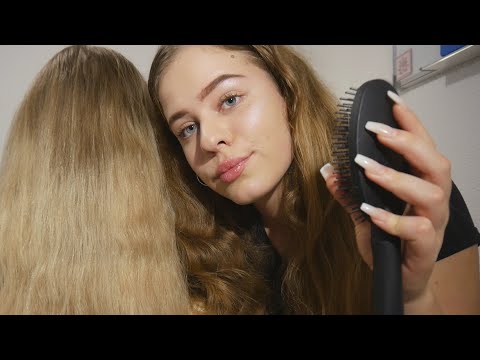 ASMR Brushing My Friends Long Hair (And Giving Her A Relaxing Head Massage) 💆