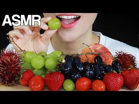 ASMR POPPING FRUITS EATING SOUNDS MUKBANG NO TALKING 🍇🍓🍑