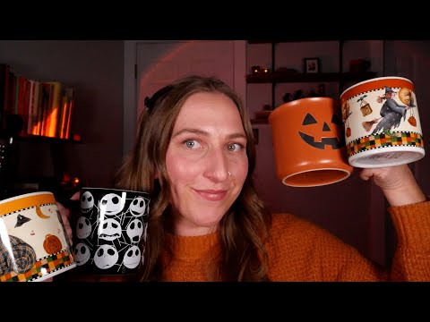 ASMR Halloween mug collection 🎃🧙‍♀️☕ (tapping, tracing, over explaining)