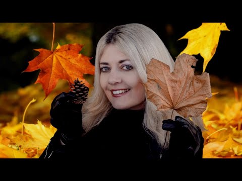 ASMR Autumn/Fall TIngles - Binaural Sounds - Leaves, Pine Cones, Leather, Fabric, Crunching