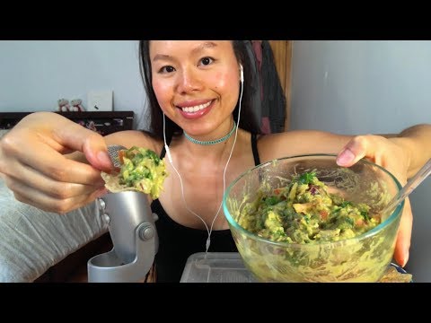 ASMR MUKBANG - CREAMY Guacamole w. CRUNCHY Chips!! Eating Sounds + Whispered Chat!! 🥑😋
