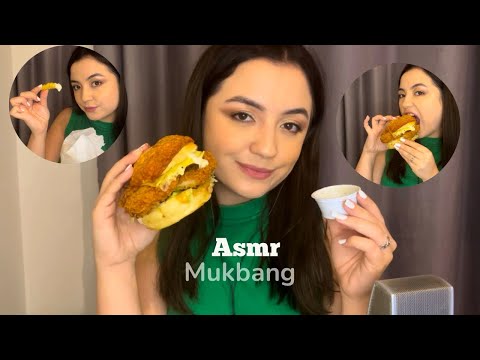 ASMR MUKBANG | comendo hambúrguer e batata crocantes 🍔🍟
