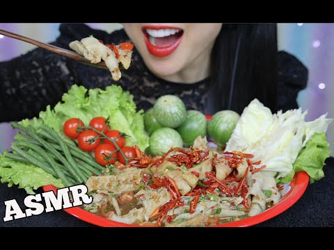 ASMR SPICY THAI TRIPE SALAD + FRESH VEGGIES (SATISFYING CRUNCHY EATING SOUNDS) NO TALKING | SAS-ASMR