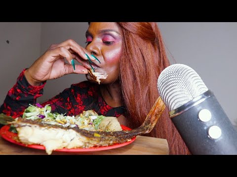 GINGER STEW POTATOES RED SNAPPER MIX SALAD ASMR EATING SOUNDS