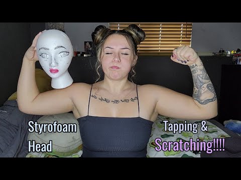 ASMR- Styrofoam Head Tapping & Scratching!!!!
