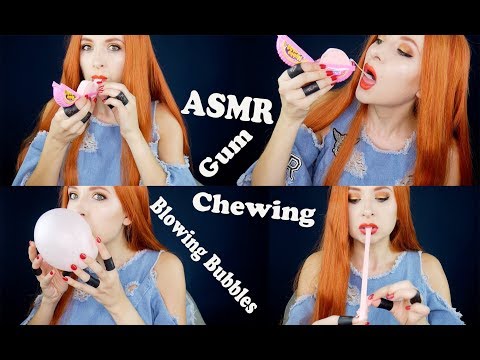 ASMR Gum Chewing. Blowing Bubbles