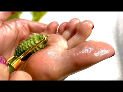 ASMR Gua Sha Tool Sounds & Right Foot Oil Massage