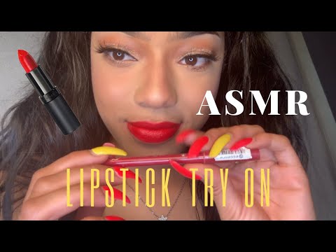 ASMR- Lip Stick Try on Gum Chewing, Whispered Ramble